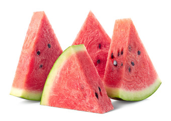 Four slices of ripe watermelon