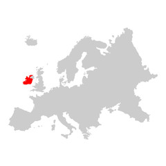 Ireland on map of europe