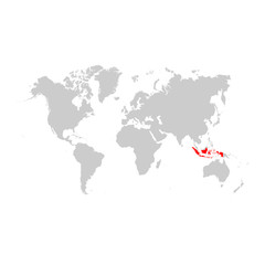 Fototapeta na wymiar Indonesia on world map