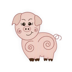 Knitted pig. Symbol of the year. on a white background