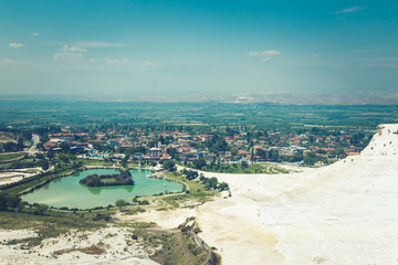 Pamukkale Turkish mineral calcium pool.  The site is a UNESCO World Heritage Site.