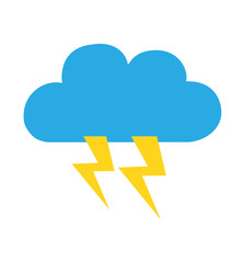 Lightning with cloud bolt vector icon   silhouette blue isolated on white background illustration 