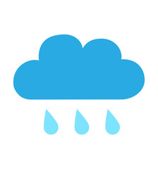 Blue rain cloud flat icon isolated on white background vector illustration for web site design, app 
