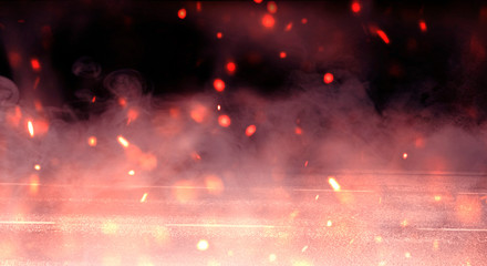 Abstract background with smoke and sparks, neon light.