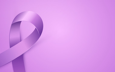 Purple ribbon banner to World Pancreatic Cancer Awareness month