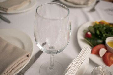 Empty glasses set in restaurant