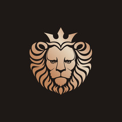 Lion logo. Lion head with crown - vector illustration, emblem design. Universal company symbol.