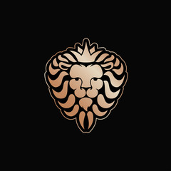 Lion logo. Lion head with crown - vector illustration, emblem design. Universal company symbol.