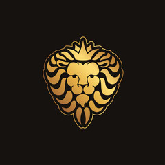 Lion logo. Lion head with crown - vector illustration, emblem design. Universal company symbol.