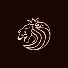 Lion logo. Lion head with crown - vector illustration, emblem design. Universal company symbol.