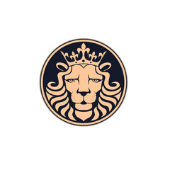 Lion logo. Lion head with crown - vector illustration, emblem design. Universal company symbol.