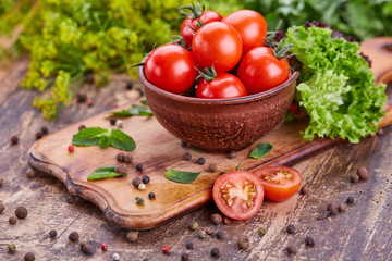 Breakfast for a vegetarian on a wooden table