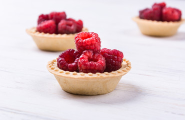 Sweet tartlet with raspberries