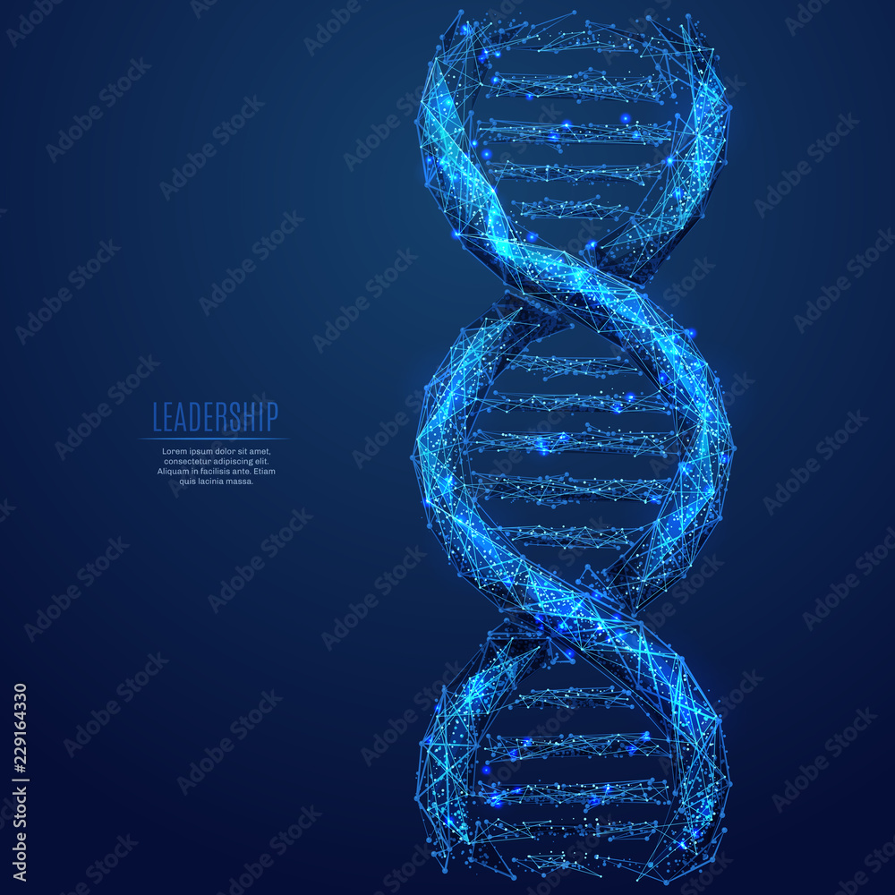 Leinwandbilder dna link. science technological concept. polygonal abstract health illustration. low poly blue vecto