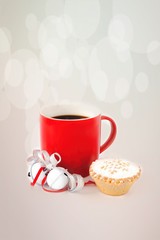 Red Coffee Mug with Jingle Bells and Mince Pie