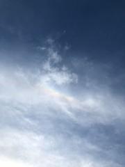 Fototapeta premium rainbow in blue sky with clouds