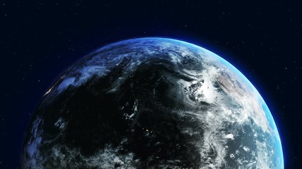 Earth rotating 360 degrees in space - realistic world globe spinning, seamless loop, full rotation