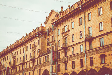 Obraz premium Traditional architecture in old part of city of Minsk, Belarus.