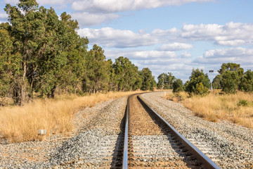 Fototapeta na wymiar Landscape of a track rail in Perth surroundings