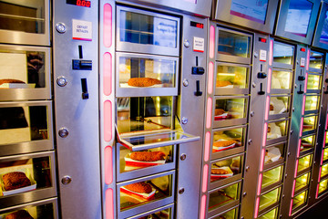 Distributori automatici di spuntini caldi ad Amsterdam - obrazy, fototapety, plakaty