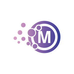 Dots Letter  M Logo.  Letter Design Vector with Dots.