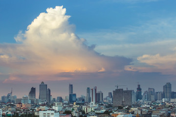 Fototapeta na wymiar Big Clouds on Bangkok Metropolitan, High Angle