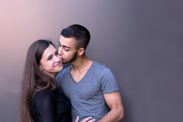 Beautiful lovers hugging each other