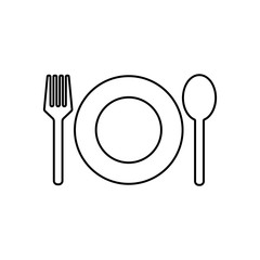 Plate and knife with a fork line icon