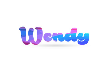 wendy pink blue color word text logo icon