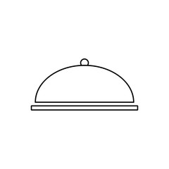Food platter serving line icon, outline vector sign, linear style pictogram isolated on white. Covered food tray symbol, logo illustration. Editable stroke