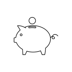 Piggy bank line icon, outline vector sign, linear style pictogram isolated on white. Symbol, logo illustration. Pixel perfect vector graphics