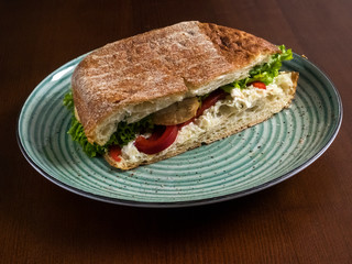 Chicken sandwich with salad