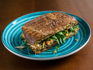 Chicken sandwich with salad