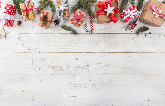 Christmas decoration on wooden background