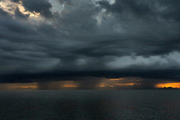 Fototapeta na wymiar Seascape with cloud in rain season.