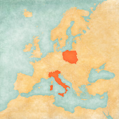 Map of Europe - Italy and Poland