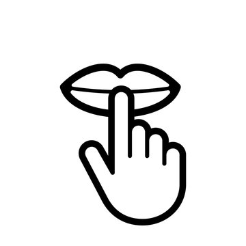 recommend clip art: Keep silence and be quiet vector icon. Lip and finger silent sign