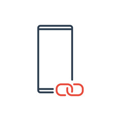Simple Line of Cell Phone Vector Icon - link chain