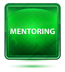Mentoring Neon Light Green Square Button