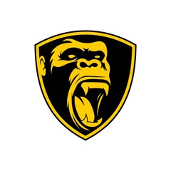 Obraz premium gorilla simple silhouette shield logo