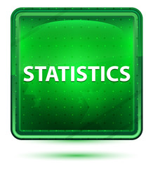 Statistics Neon Light Green Square Button