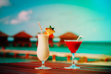 Two cocktails on luxury beach resort,luxury travel