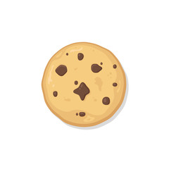 Chocolate chips cookie vector illustration isolated on white