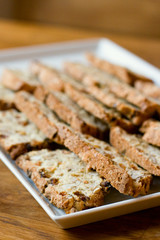 Fresh cookies on white plate.
