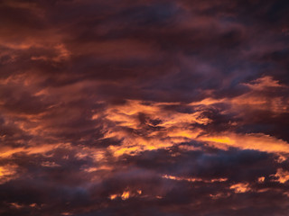 Colorful, dramatic clouds at sunset