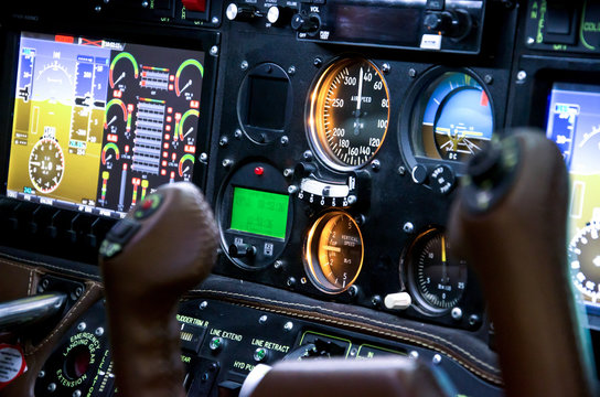 Inside airplane cabin.