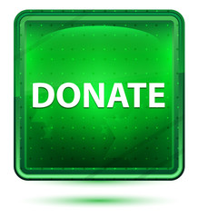 Donate Neon Light Green Square Button