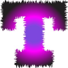 monochromatic purple uppercase letter T with a fuzzy outline
