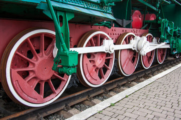Wheels of old locomotive