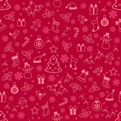 Naklejka premium Seamless pattern with Christmas elements for background